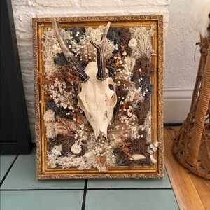 Decorative Skull Wall Art with Antlers